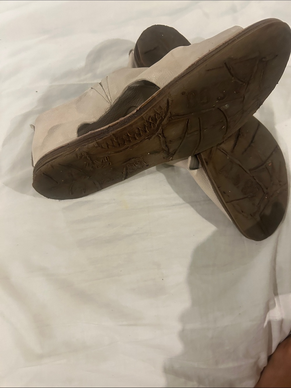 A.S.98 Neutral Beige Open-Toe Leather Mules - Picture 2 of 4